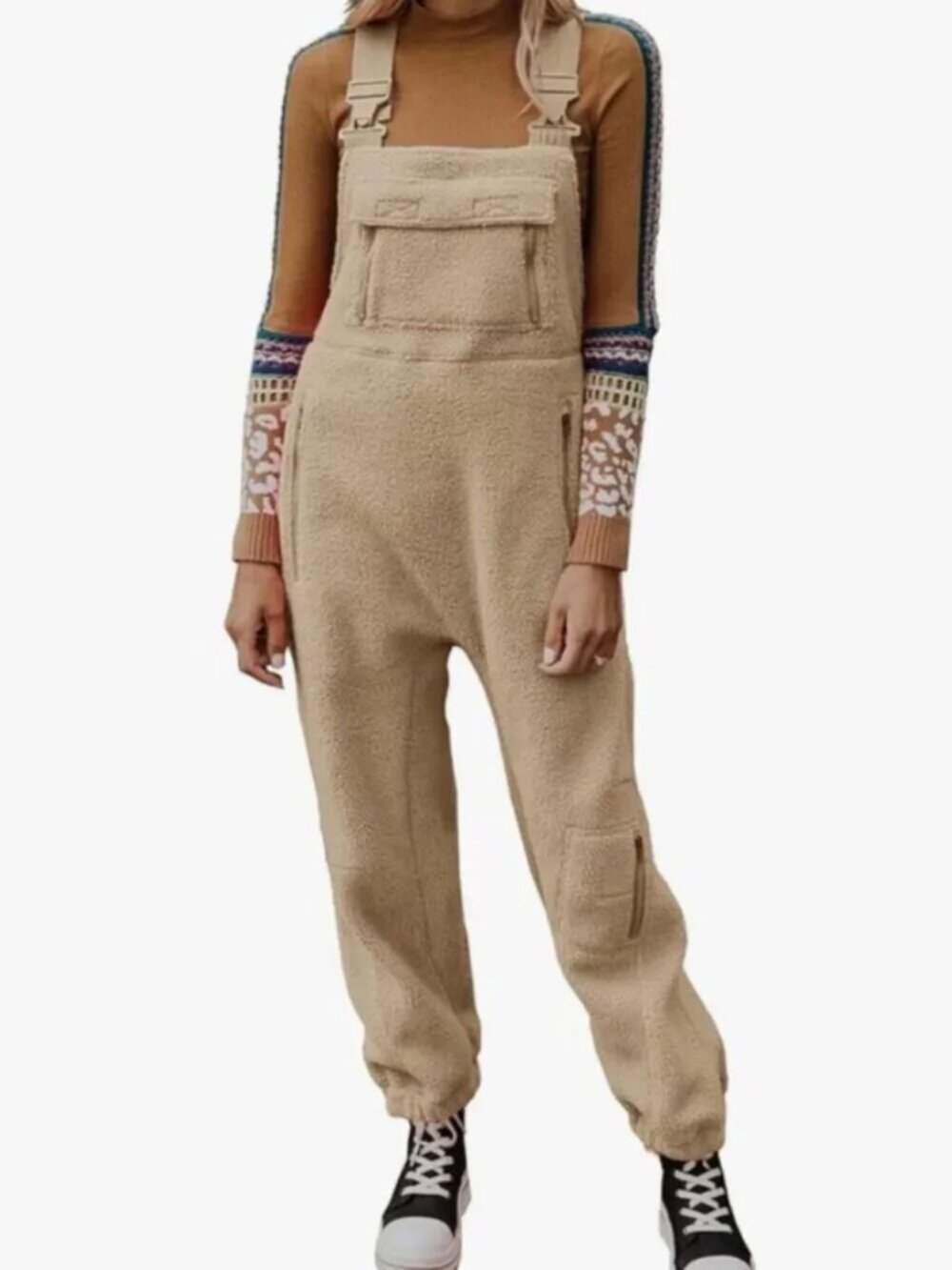 Mountain Cabin Khaki/Beige Fleece Overalls - Picture 7 of 7